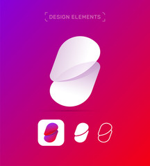 S letter logo design template. Origami paper material design, flat and line art style. App icon