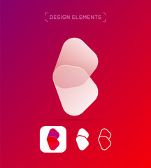 C and B letter logo design template. Origami paper material design, flat and line art style. App icon