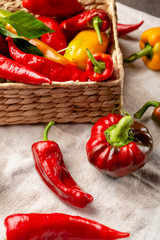 Fresh colorful paprika in basket