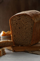 Loaf of rye bread close-up