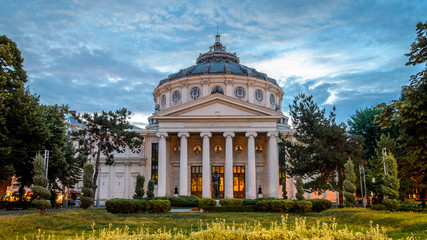 Fototapeta na wymiar Bucharest atheneum in the morning light