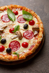 Whole pizza close-up