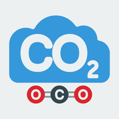 Icons of a cloud of carbon dioxide. Co2. Clean Environment, Ecology. Emission symbol of greenhouse gases. Flat style. Vector