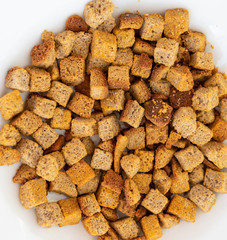 Dried up bread croutons from bread.