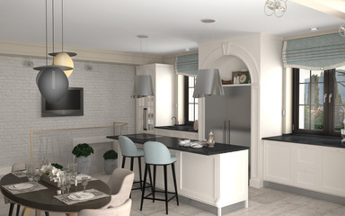 interior visualization, 3D illustration