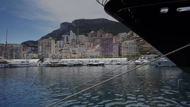 Yachts in sunny Monaco city Monte Carlo town Monte Carlo street