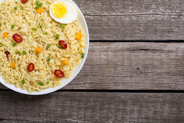 Instant noodles in bowl