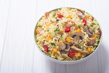 Instant noodles in bowl