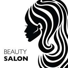 Illustration of woman with beautiful hair - can be used as a logo for beauty salon / spa