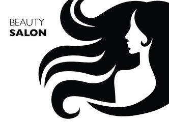  Illustration of woman with beautiful hair - can be used as a logo for beauty salon / spa