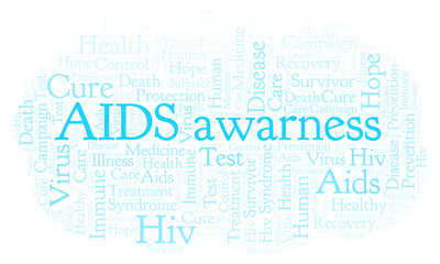 Fototapeta premium AIDS awarness word cloud, made with text only.