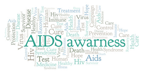 Obraz premium AIDS awarness word cloud, made with text only.