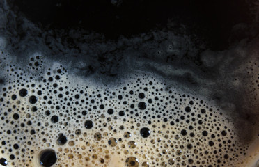 Closeup view of hot coffee. Top view.