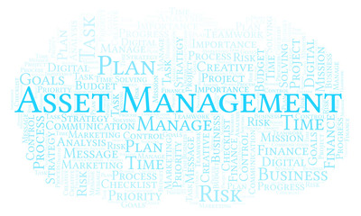 Fototapeta premium Asset Management word cloud, made with text only.