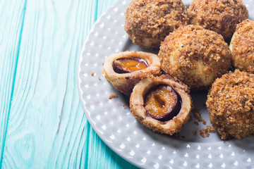 Traditional Austrian plum dumplings