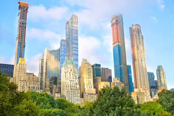 Fototapeta na wymiar Growing skyscrapers at Central Park in midtown Manhattan, New York