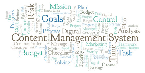 Fototapeta na wymiar Content Management System word cloud, made with text only.