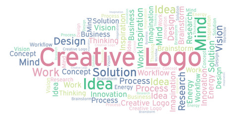 Creative Logo word cloud, made with text only.