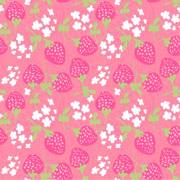grunge doodle strawberry scattered floral seamless pattern © Anastasiya Novikova