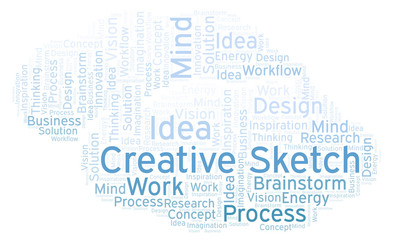 Obraz premium Creative Sketch word cloud, made with text only.