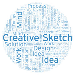 Obraz premium Creative Sketch word cloud, made with text only.