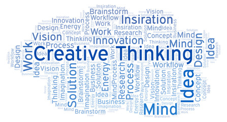Creative Thinking word cloud, made with text only.