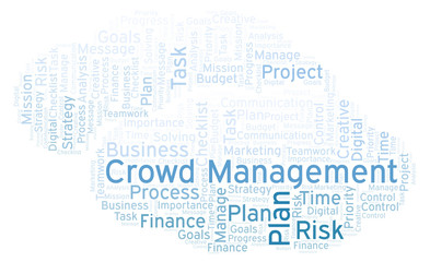 Crowd Management word cloud, made with text only.
