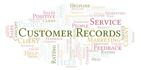 Obraz premium Customer Records word cloud.