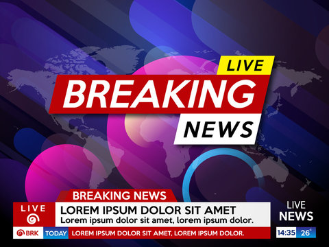 Background screen saver on breaking news. Breaking news live on blue background. Vector illustration.