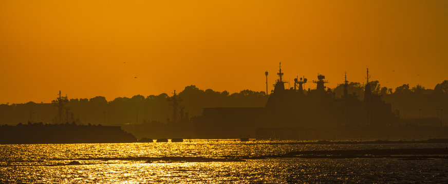 Sunset at the Rota US naval base.
