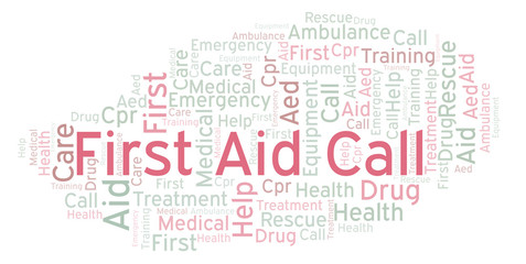 Obraz premium First Aid Call word cloud, made with text only.