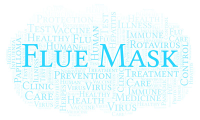 Fototapeta premium Flue Mask word cloud, made with text only.