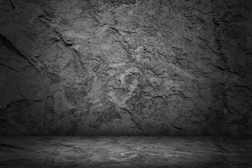 dark and black studio and stone empty room abstract background