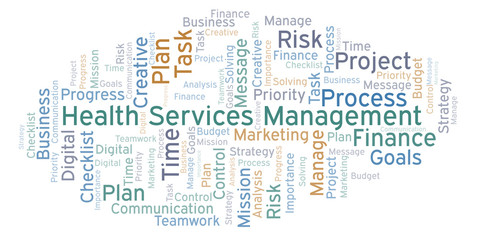 Fototapeta premium Health Services Management word cloud, made with text only.
