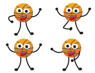 Obraz premium Set of cartoon basketball character different poses