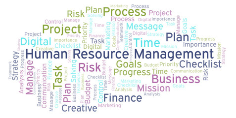 Human Resource Management word cloud, made with text only.