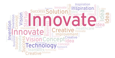 Obraz premium Innovate word cloud, made with text only.