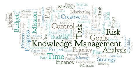 Obraz premium Knowledge Management word cloud, made with text only.