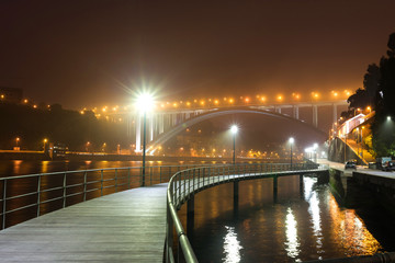 Fototapeta na wymiar porto portugal evening bridge view