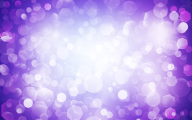 Purple sparkle rays lights with bokeh elegant show on stage abstract background. Dust sparks background.