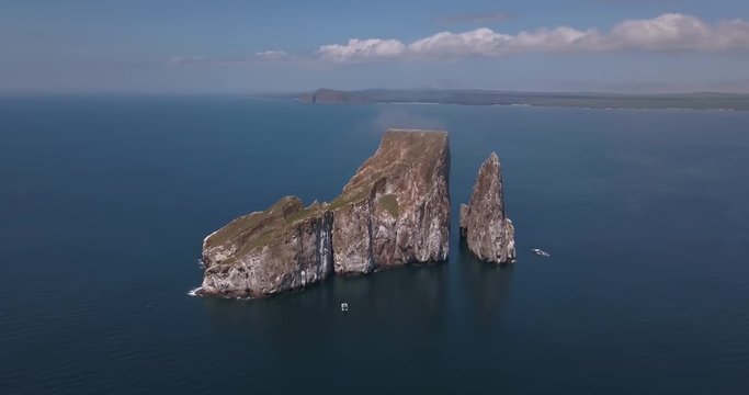 Drone shot of Kicker Rock or Le&radic;&ge;n Dormido in the Galapagos Islands