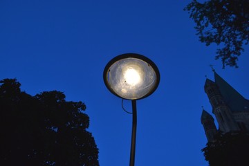 Street electric lantern on a dark sky background.Germany, Cologne