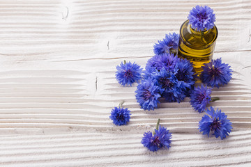 essential oil on the wooden rustic background