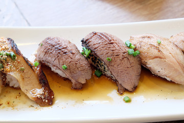 Sushi, Wagyu and Pork