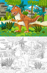 Obraz na płótnie Canvas cartoon prehistoric happy and funny scene - illustration for children