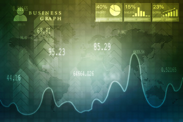 2d rendering Stock market online business concept. business Graph 