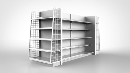白い商品棚