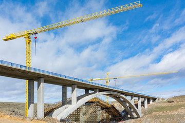 Construction of a bridge over the Eresma River in Segovia in the expansion works of the Madrid - Segovia - Valladolid highway