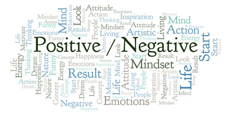 Fototapeta na wymiar Positive _ Negative word cloud, made with text only.