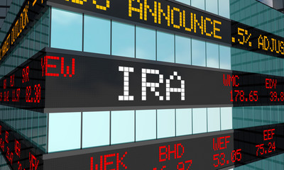 IRA Individual Retirement Account Savings Investment Stock Market Ticker 3d Illustration